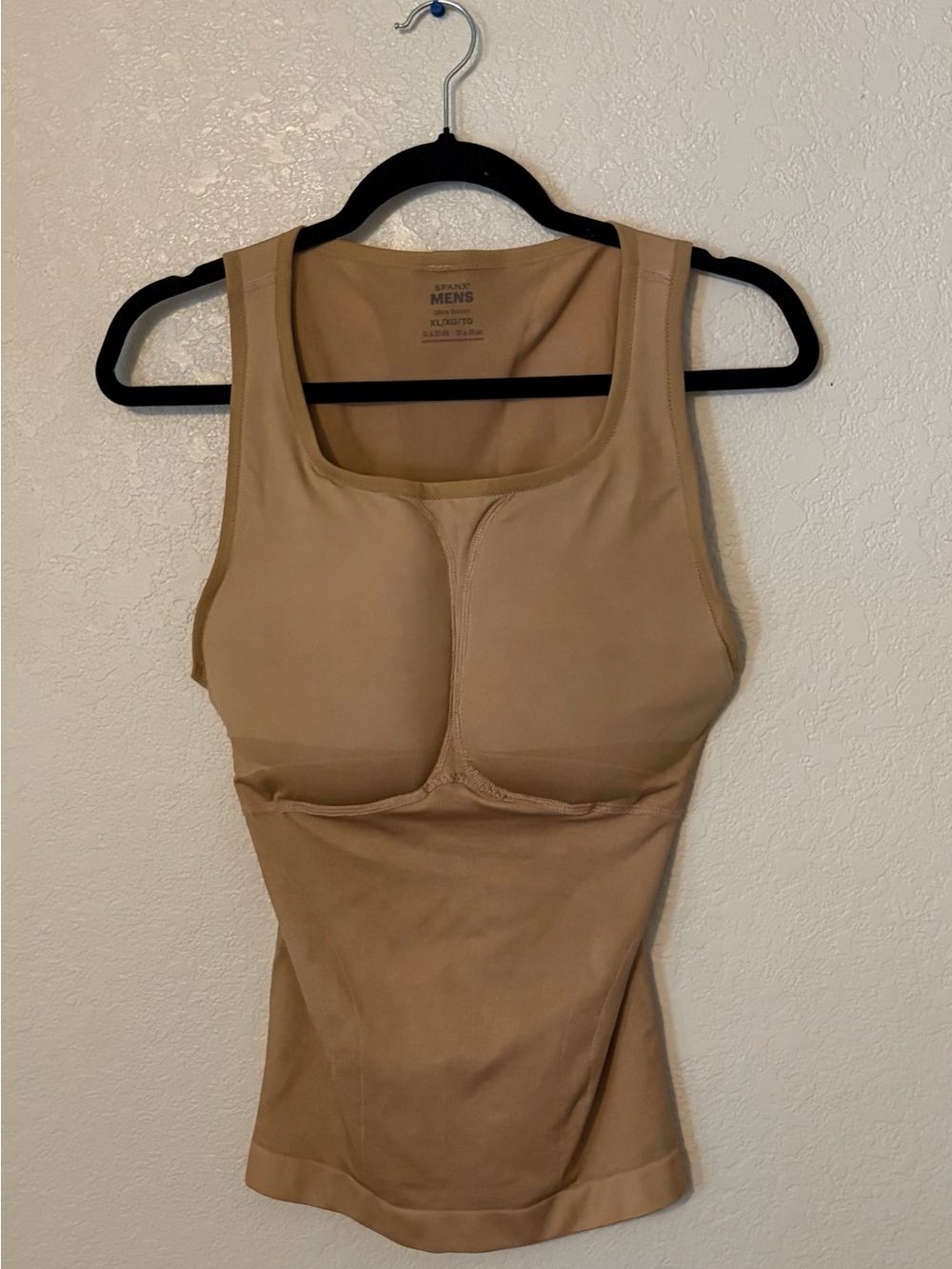 SPANX Men’s Compression Shapewear Tank Too XL Beige Nylon Spandex w padded chest